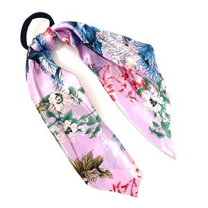 Lilac Floral Hair Scarf Ponytail Holder